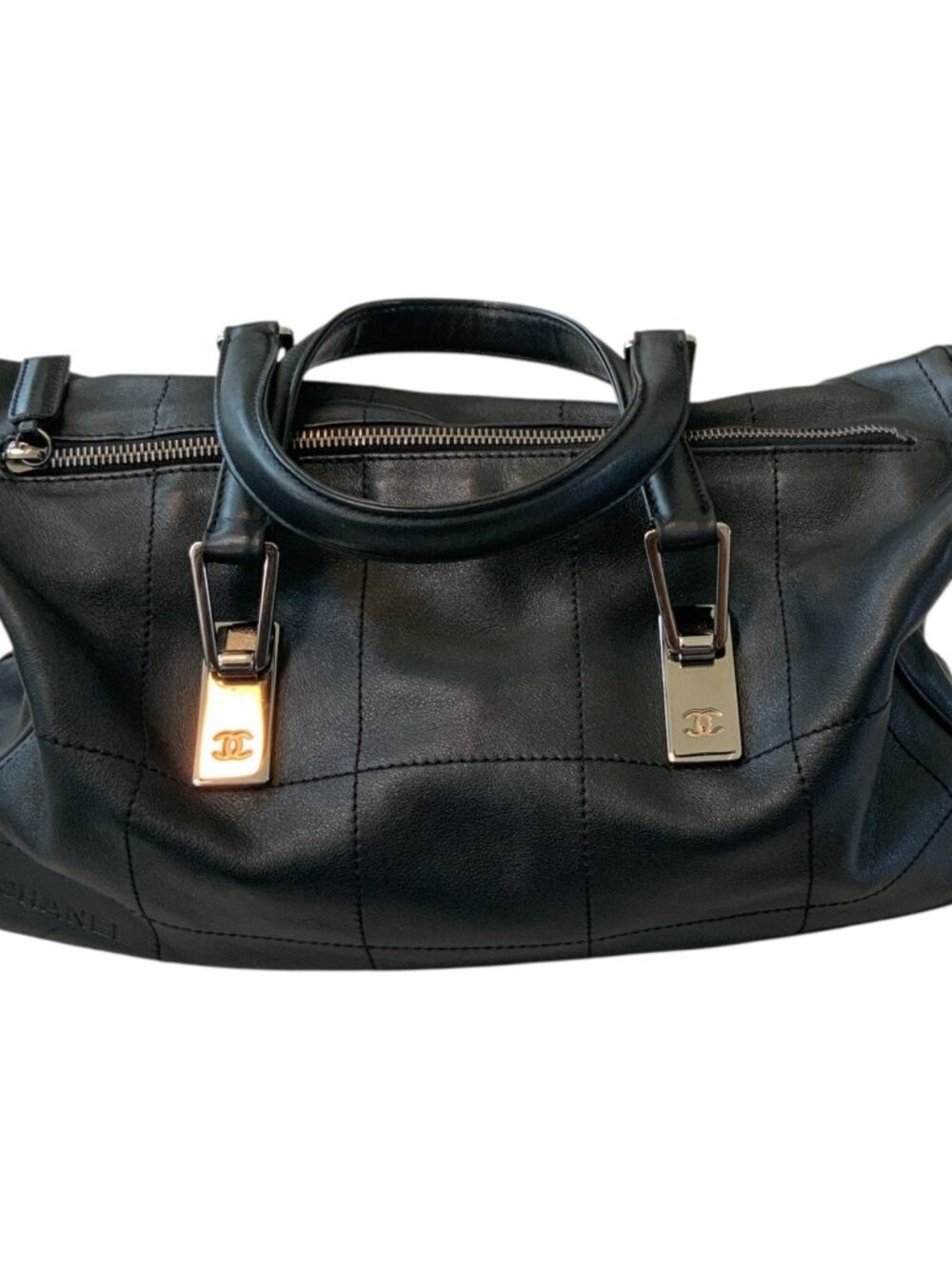 Chanel square stitch CC Boston Bag